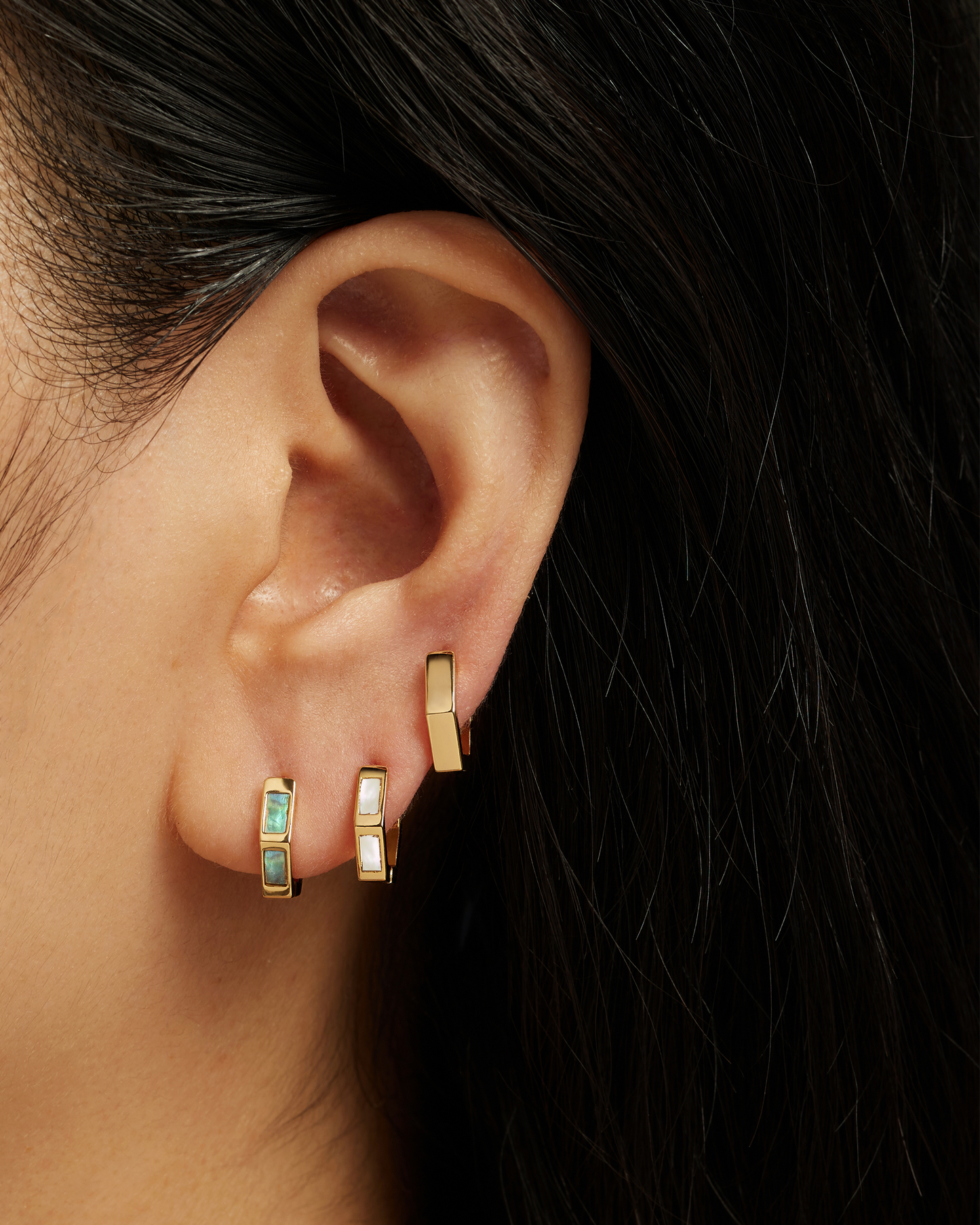 Stone Inlayed Ari Hoops