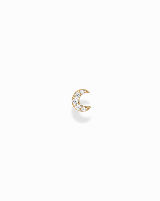 14k Pave Moon Stud