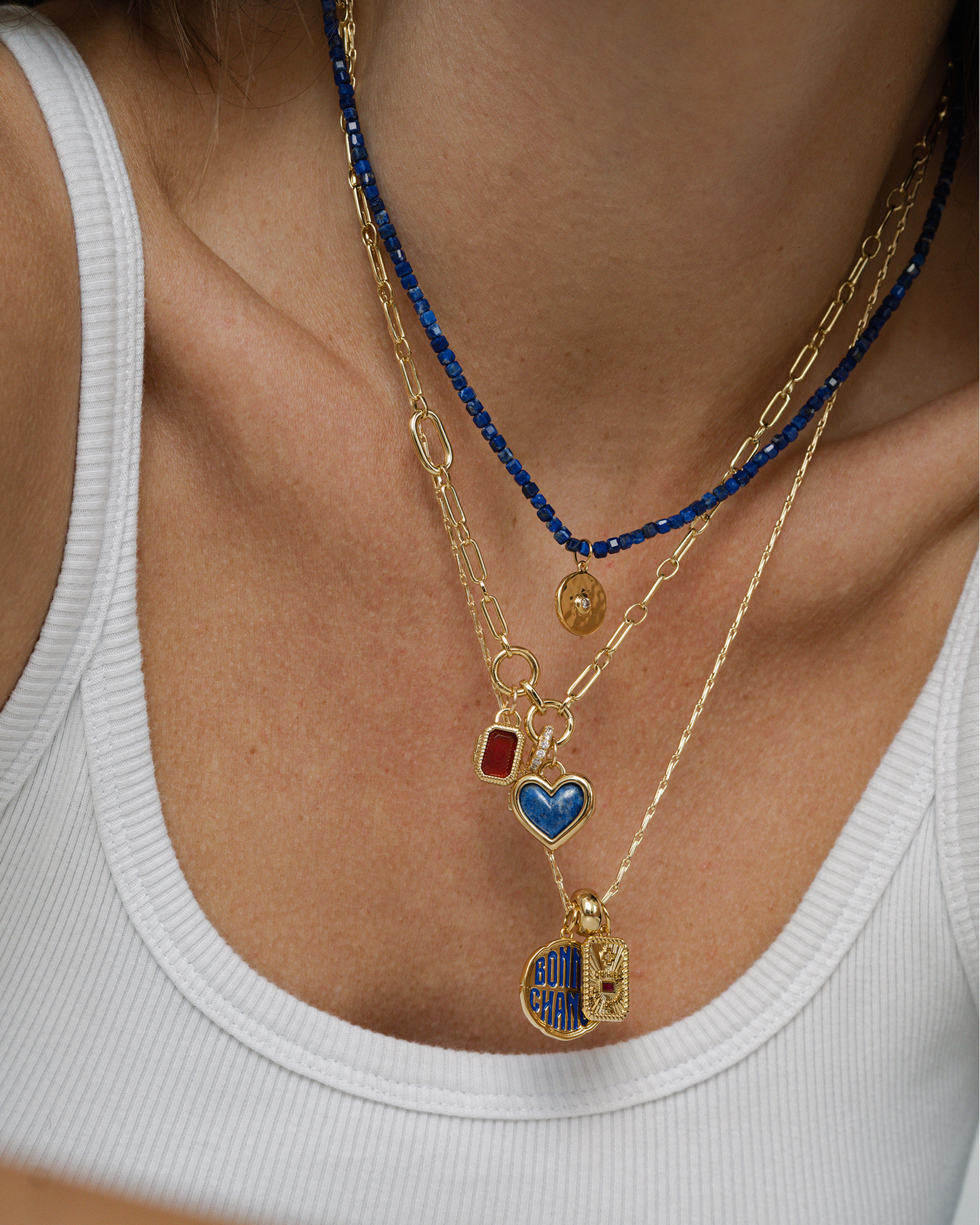 Davie Heart Locket - Lapis Lazuli - Wholesale