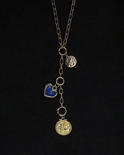 Davie Heart Locket - Lapis Lazuli - Wholesale