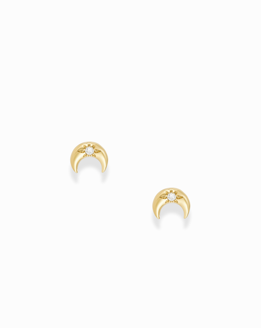 Crescent Moon Studs - Mod + Jo