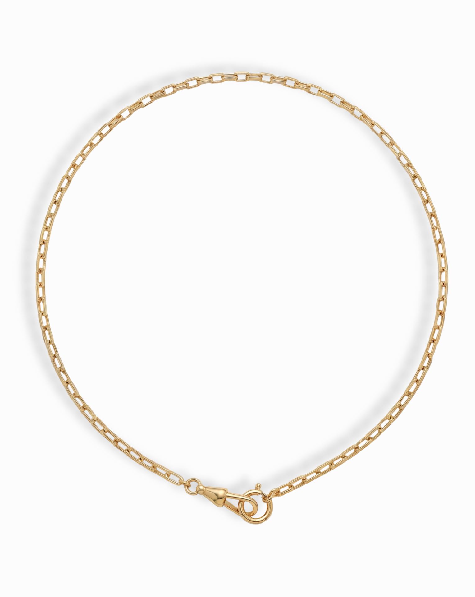 Gold chain necklace on a white background