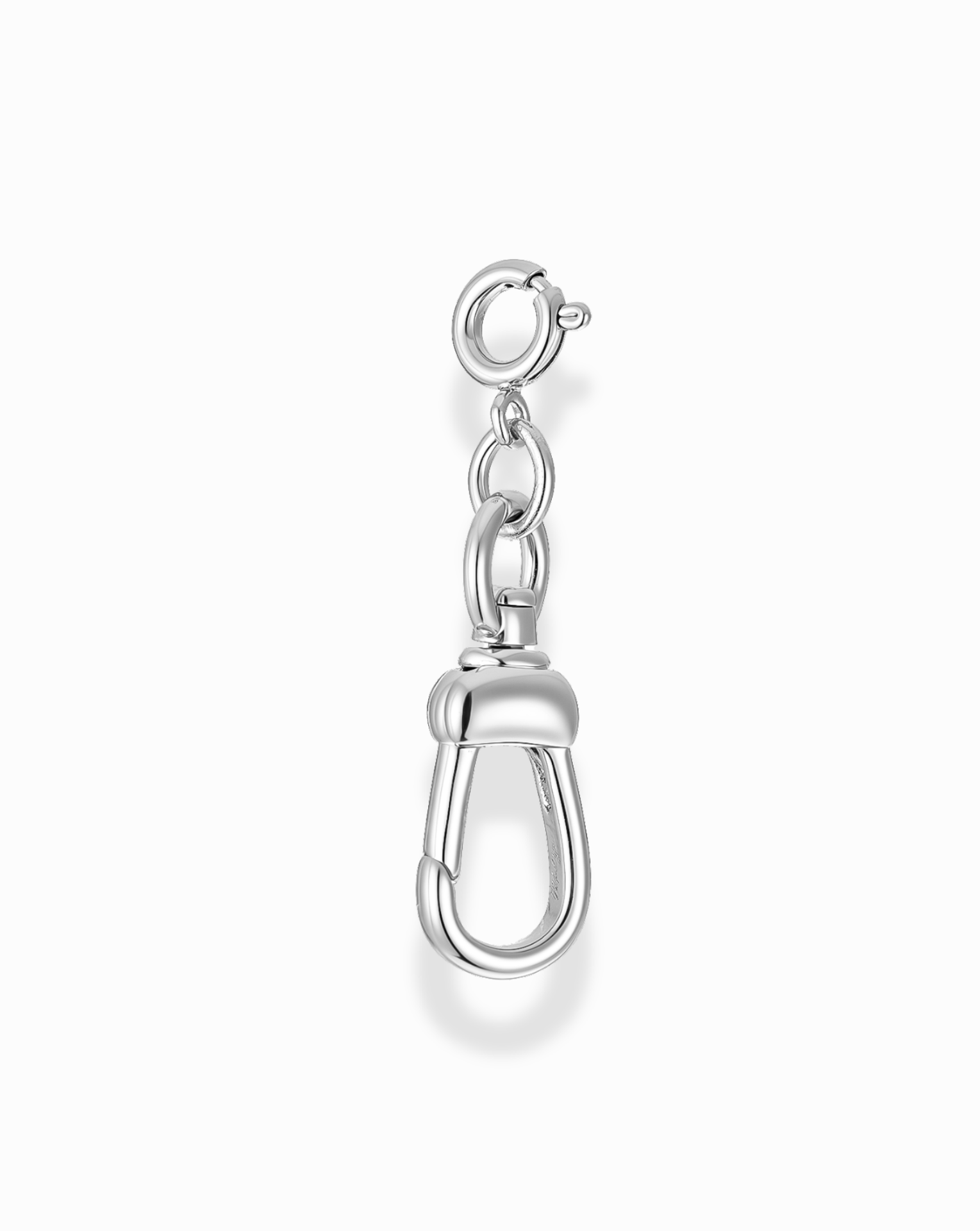 Silver watch clasp charm enhancer clip on a white background