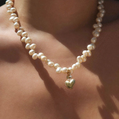 Sacred Heart Pearl Necklace