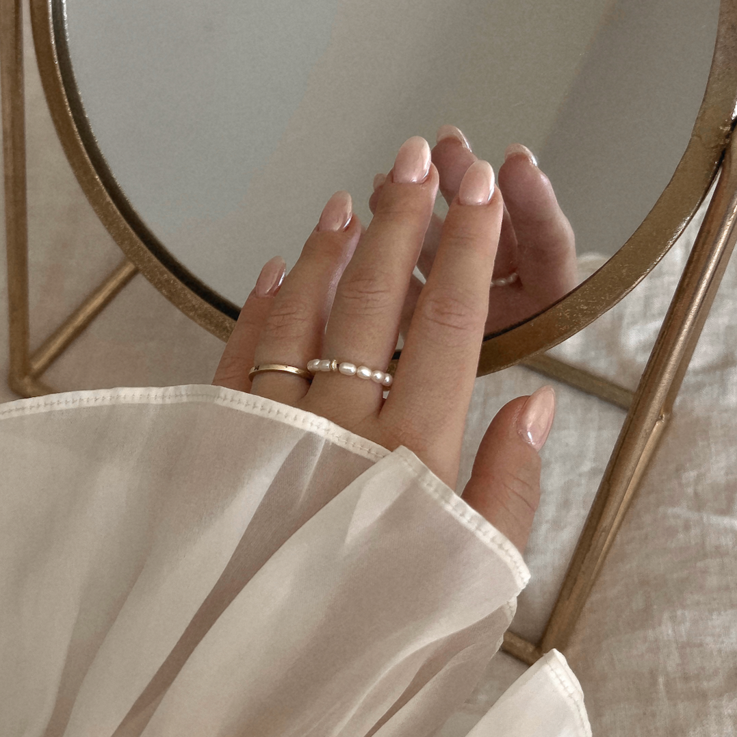 Sage Pearl Stacking Ring