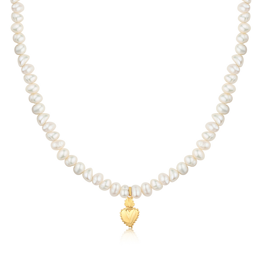 Sacred Heart Pearl Necklace